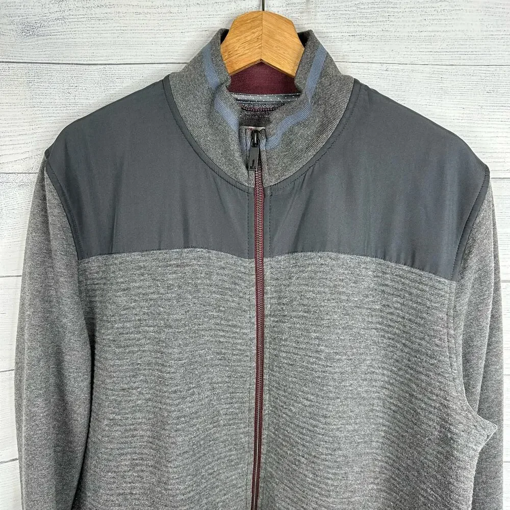 Ted Baker Mens size 6 XXL Sardin Quilted Full Zip Up Ribbed Jacket Gray